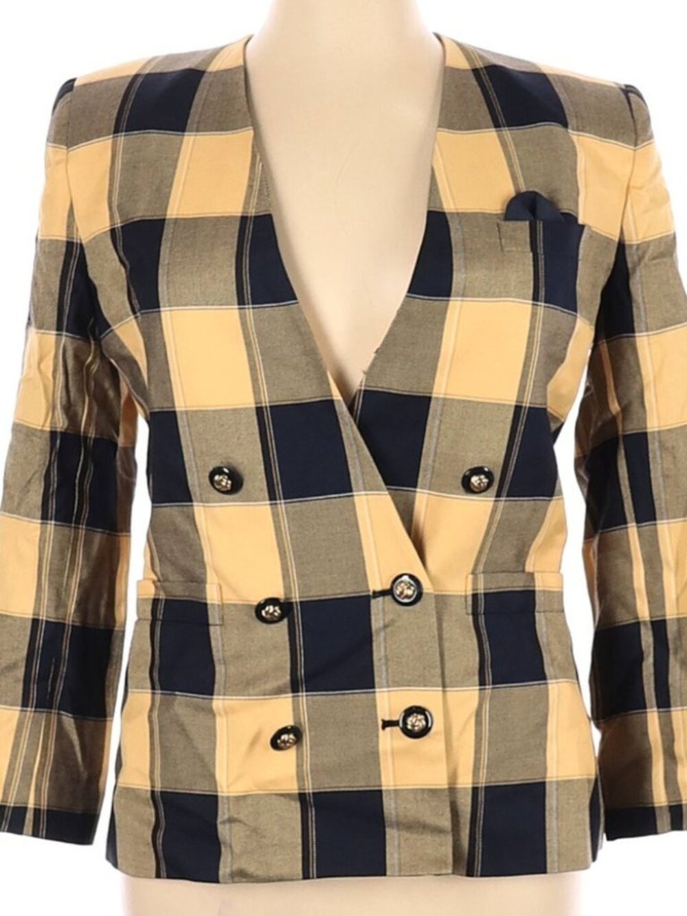 NWT Vintage STIRLING COOPER Yellow & Black Plaid 1990s Blazer Size 14